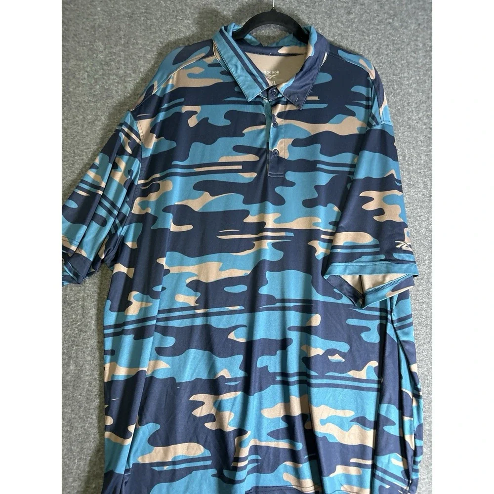 Reebox‎ Camo Print Polo Shirt Size 3XL Big 3XB Short Sleeve Camouflage